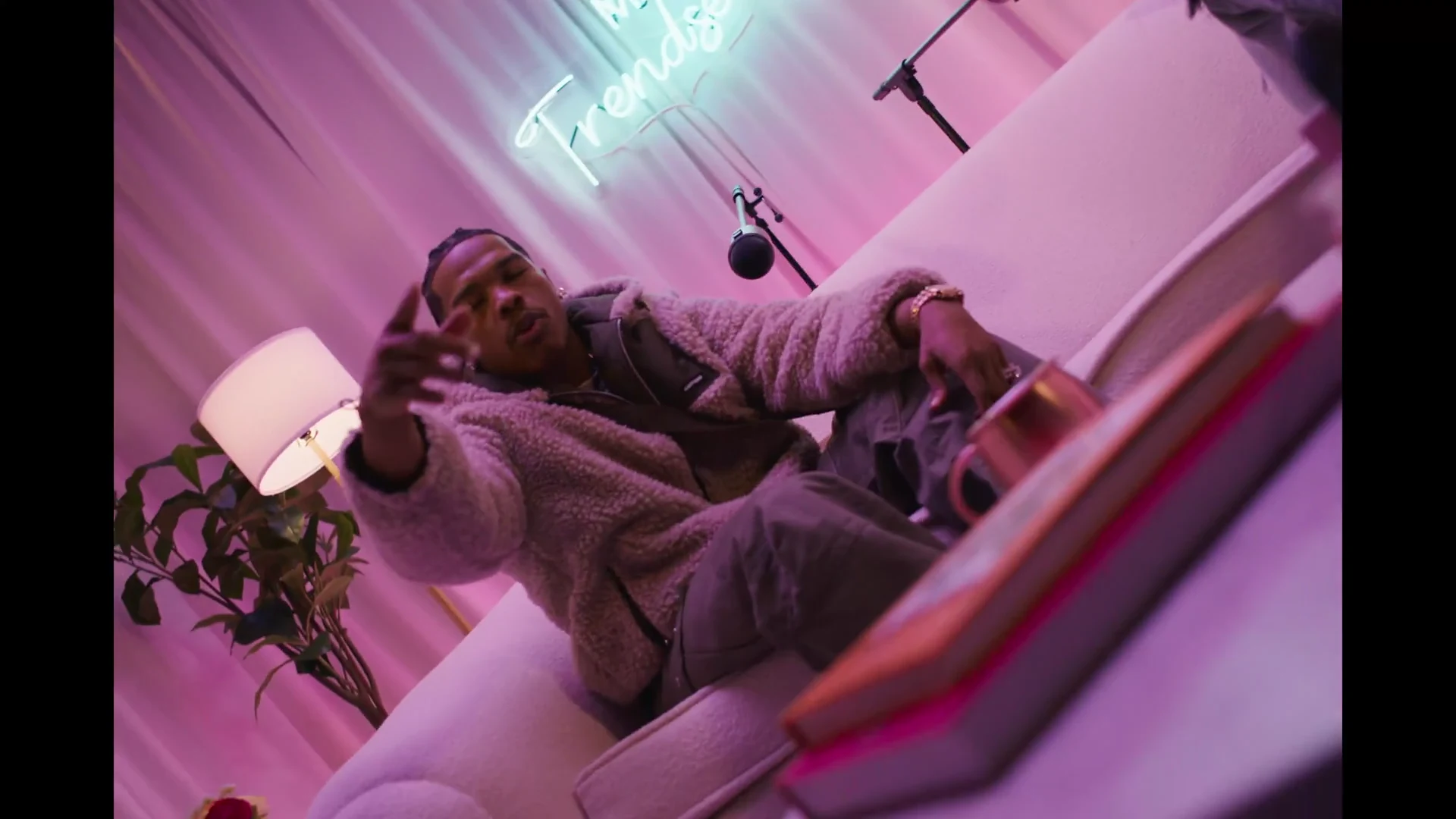 Lil Baby in the pink-lit performance set